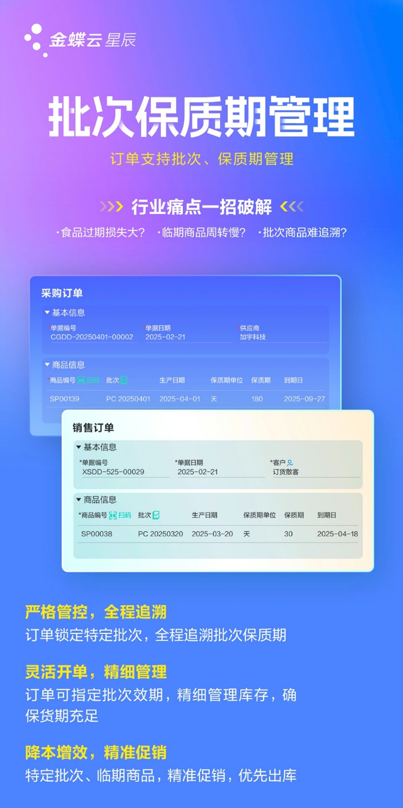 金蝶云星辰保質期管理